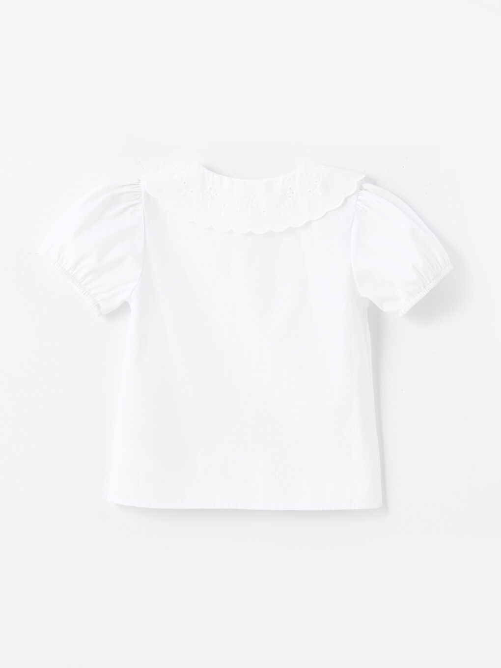 Baby Girls' Peter Pan Collar Short Sleeve Basic Shirt-1