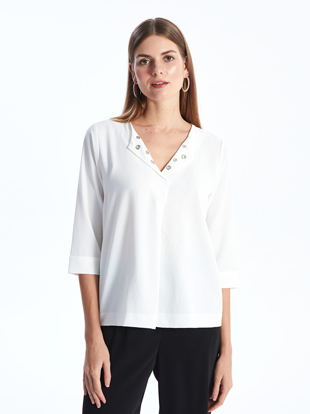 Loose Collar Plain Aerobin Women's Blouse -S4EM61Z8-EEW