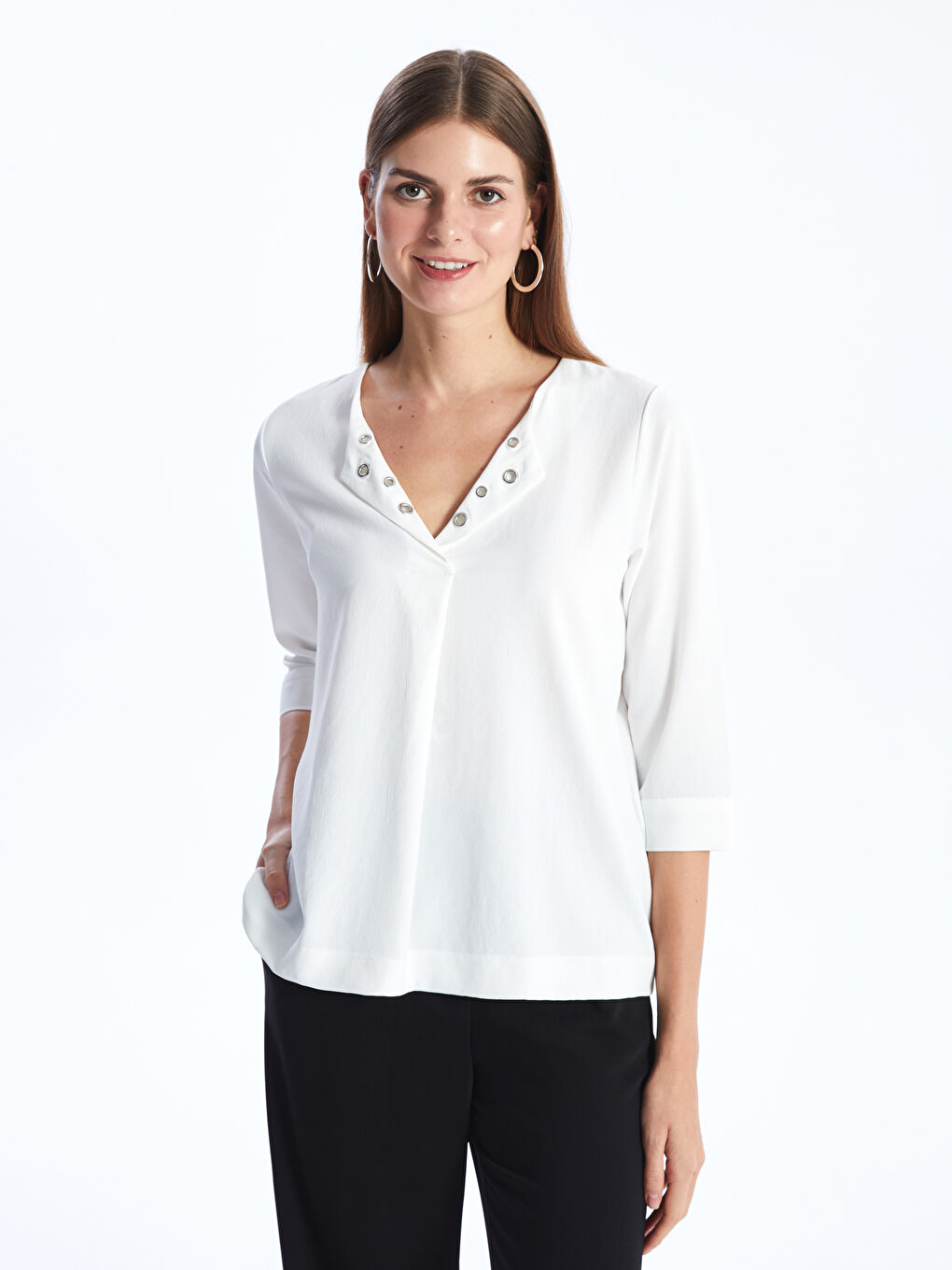 Loose Collar Plain Aerobin Women's Blouse -S4EM61Z8-EEW