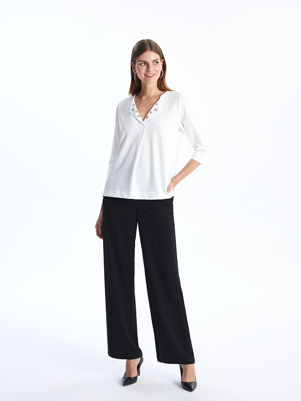 Loose Collar Plain Aerobin Women's Blouse -S4EM61Z8-EEW