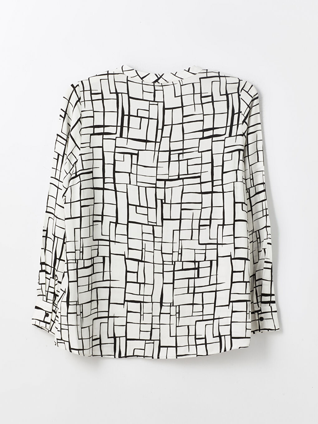 Henley Neckline Patterned Long Sleeve Women's Blouse -S4EM62Z8-LRA