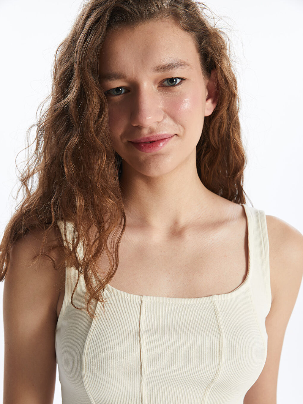 Women's U Neck Plain Crop Top -S4EM88Z8-VJV
