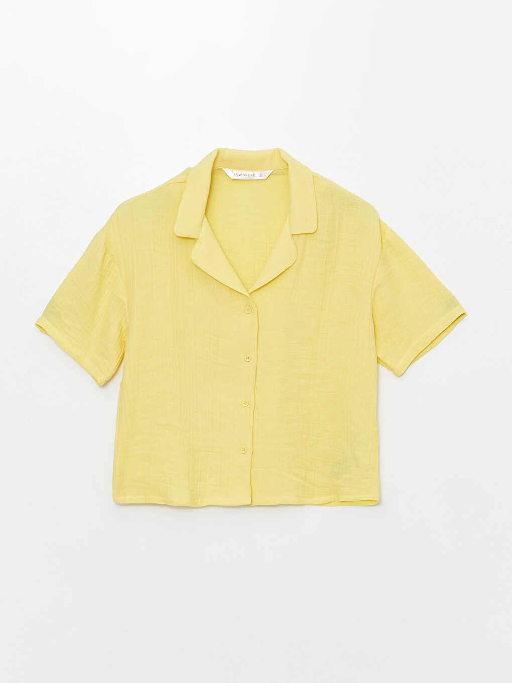 Sarı Gömlek Yaka Kadın Pijama Üstü-1