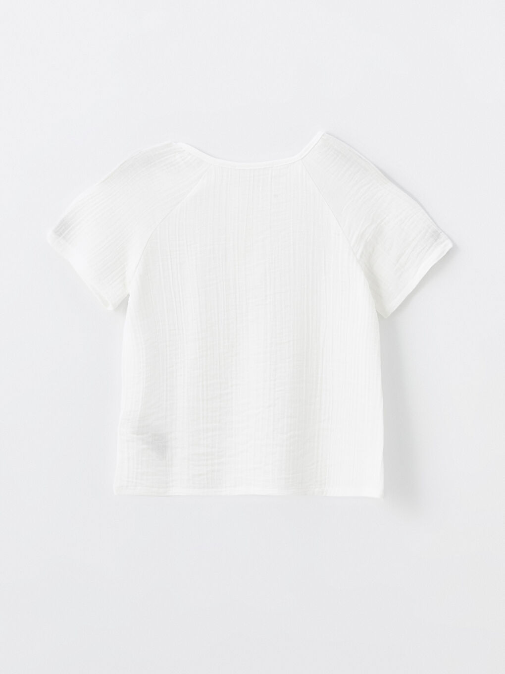 Beyaz Bisiklet Yaka Dokulu Kadın Pijama Üstü-1