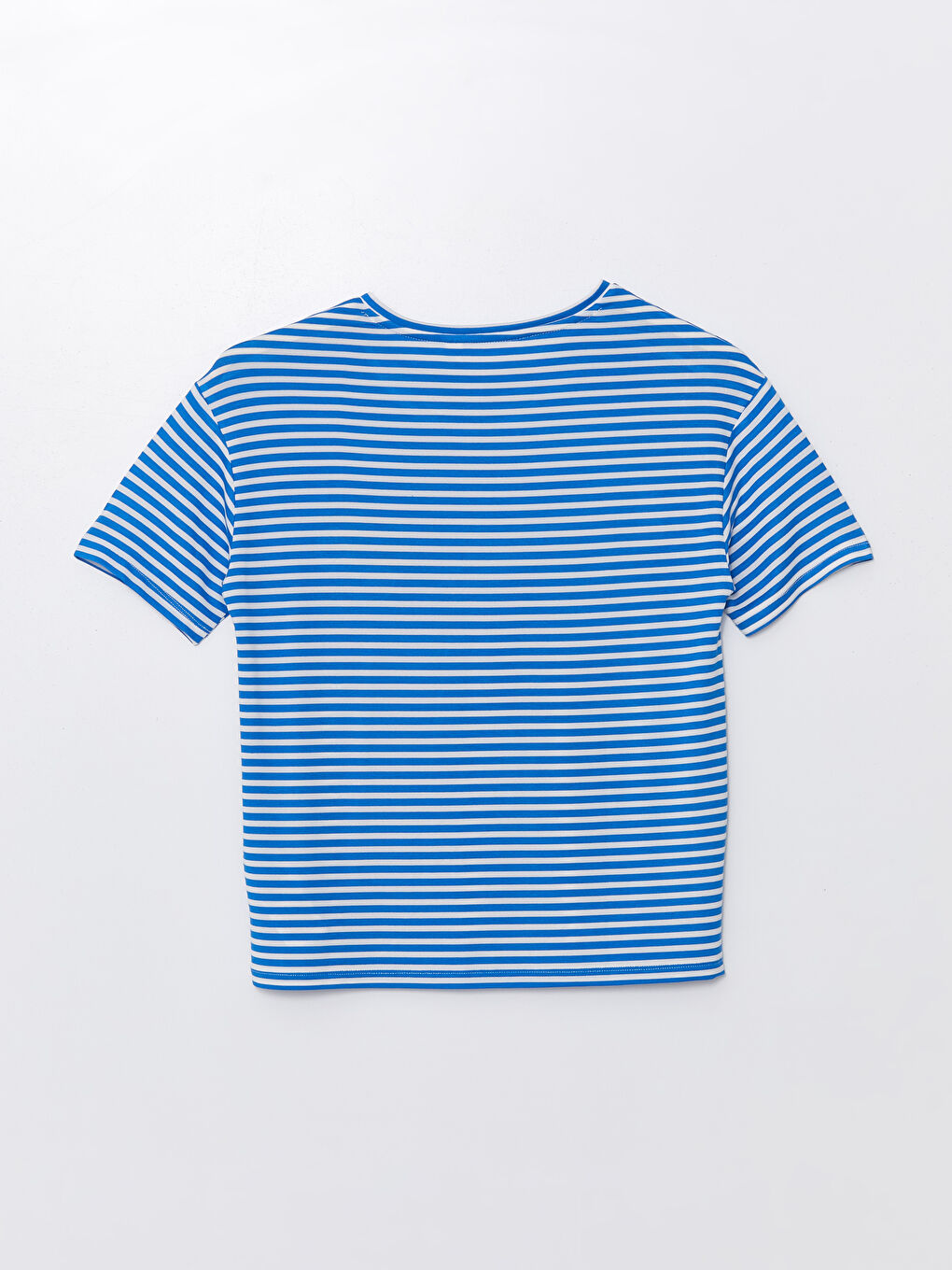 Beyaz V Yaka Çizgili Kadın Pijama Üstü-1