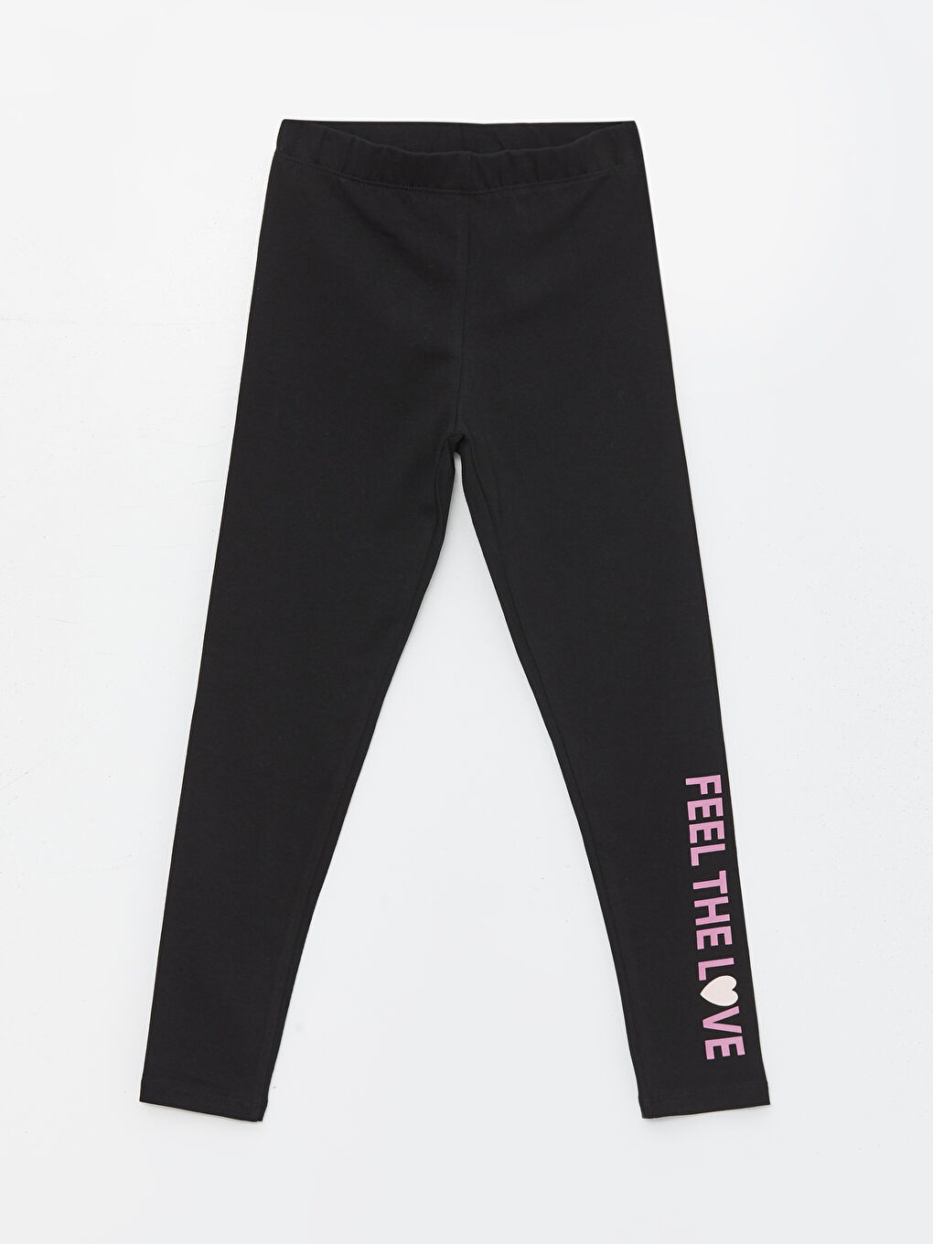 Siyah Beli Lastikli Baskılı Kız Çocuk Tayt