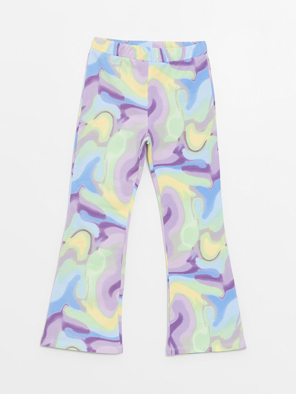 Karışık Beli Lastikli Batik Desenli Kız Çocuk İspanyol Paça Tayt-2