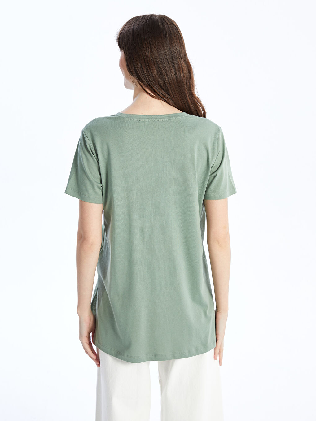 V Neck Printed Short Sleeve Women T-Shirt -S4EN56Z8-GX7