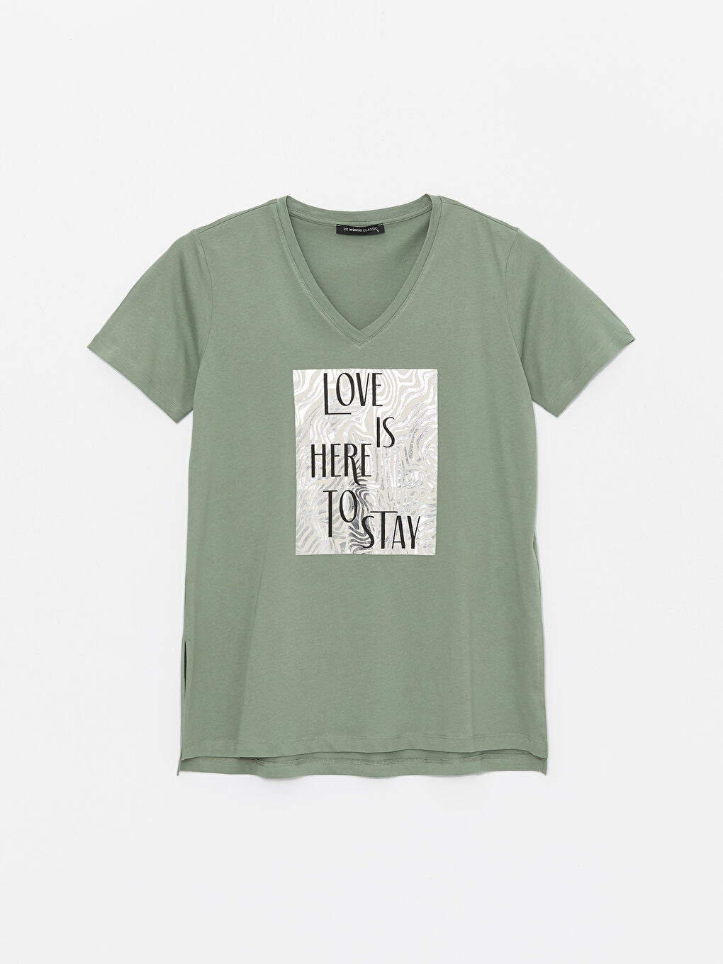 V Neck Printed Short Sleeve Women T-Shirt -S4EN56Z8-GX7
