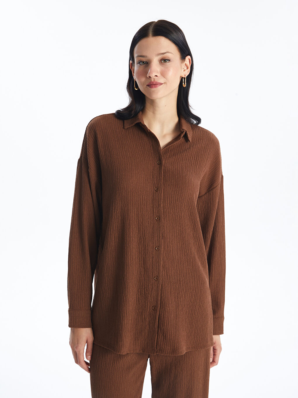 Plain Long Sleeve Oversize Women's Shirt Tunic -S4EN59Z8-R1R