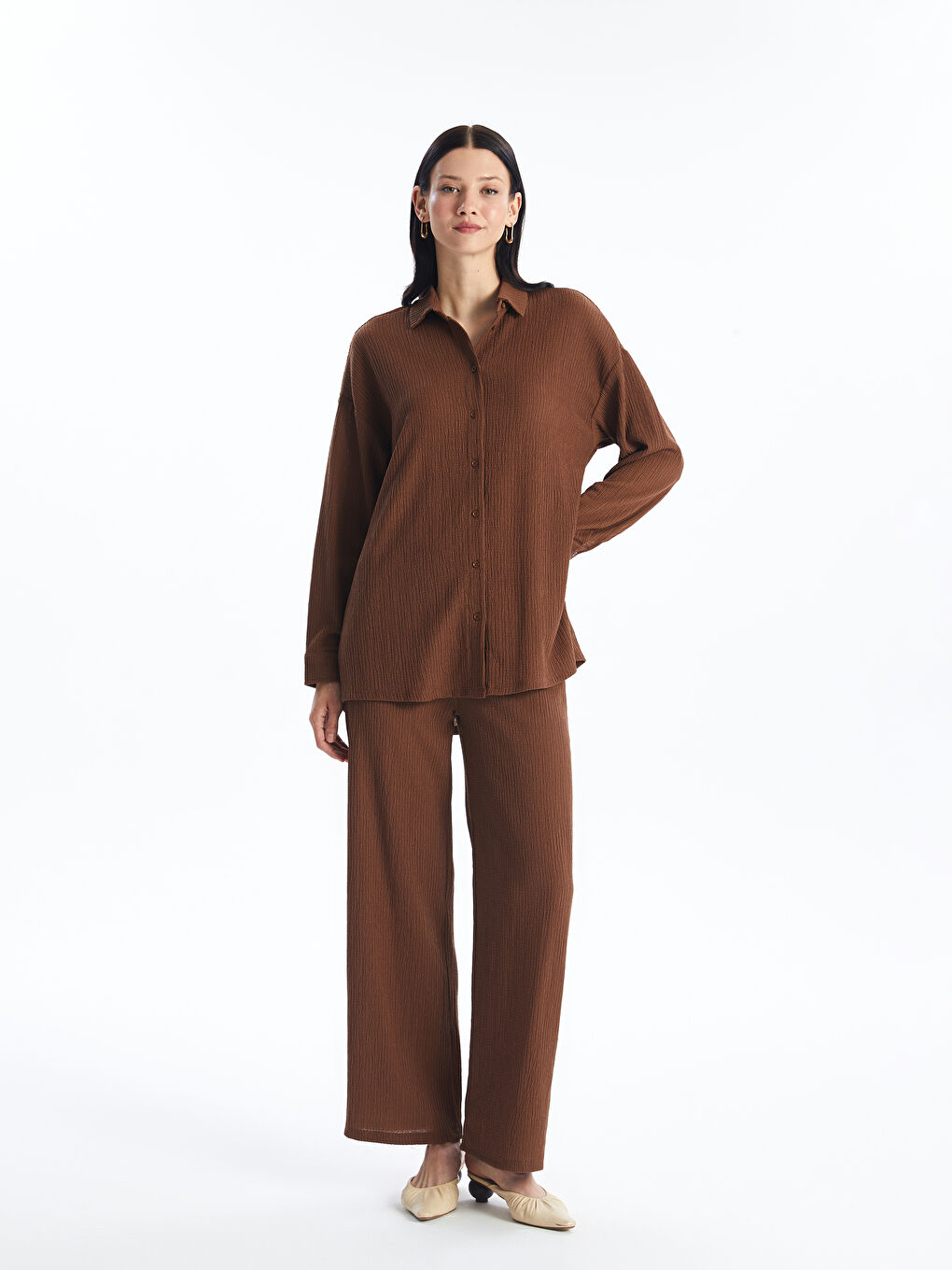 Plain Long Sleeve Oversize Women's Shirt Tunic -S4EN59Z8-R1R