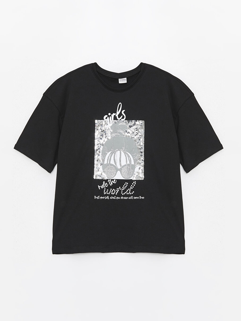 Crew Neck Printed Short Sleeve Girl T-shirt -S4EN70Z4-CVL