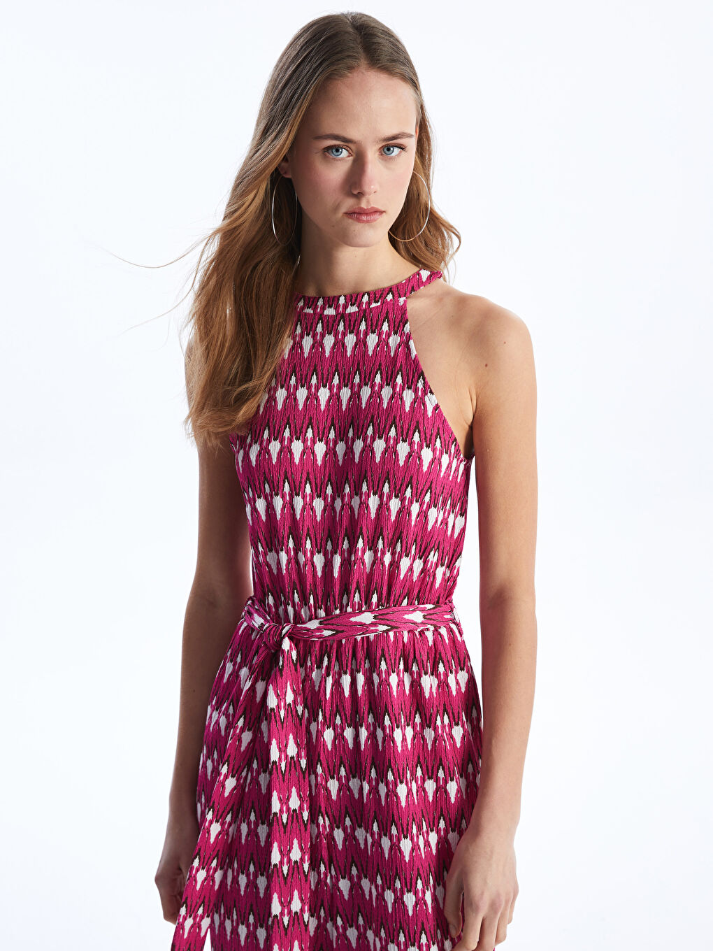 Halter Neck Patterned Women's Jumpsuit-2