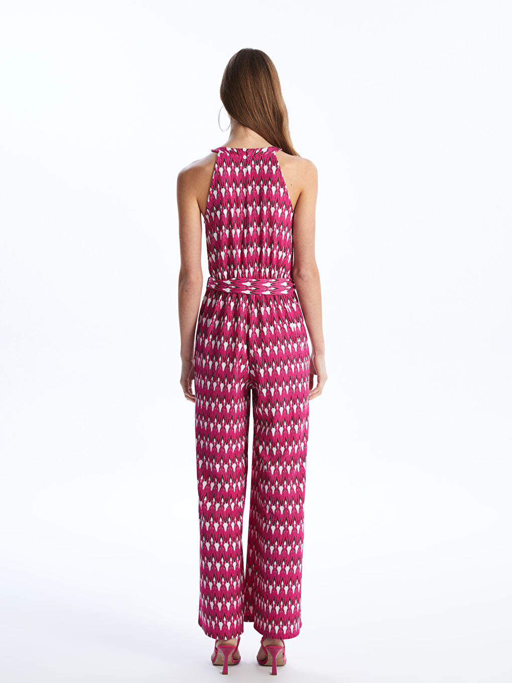 Halter Neck Patterned Women's Jumpsuit-4