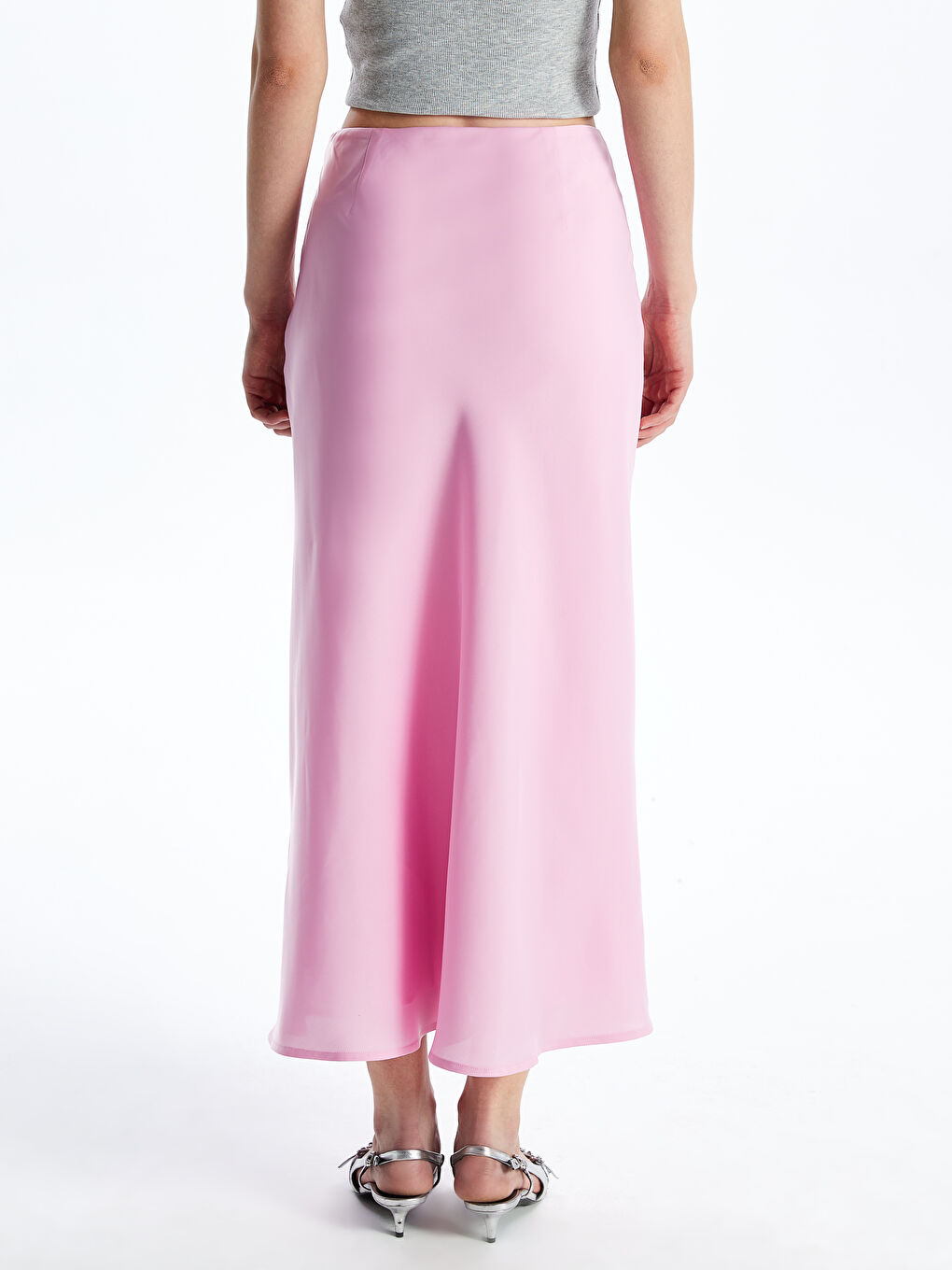 LCW Vision Standard Fit Plain A-Line Satin Women's Skirt -S4EN74Z8-QXA