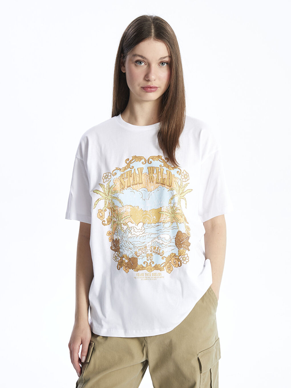 Crew Neck Printed Short Sleeve Women's T-Shirt