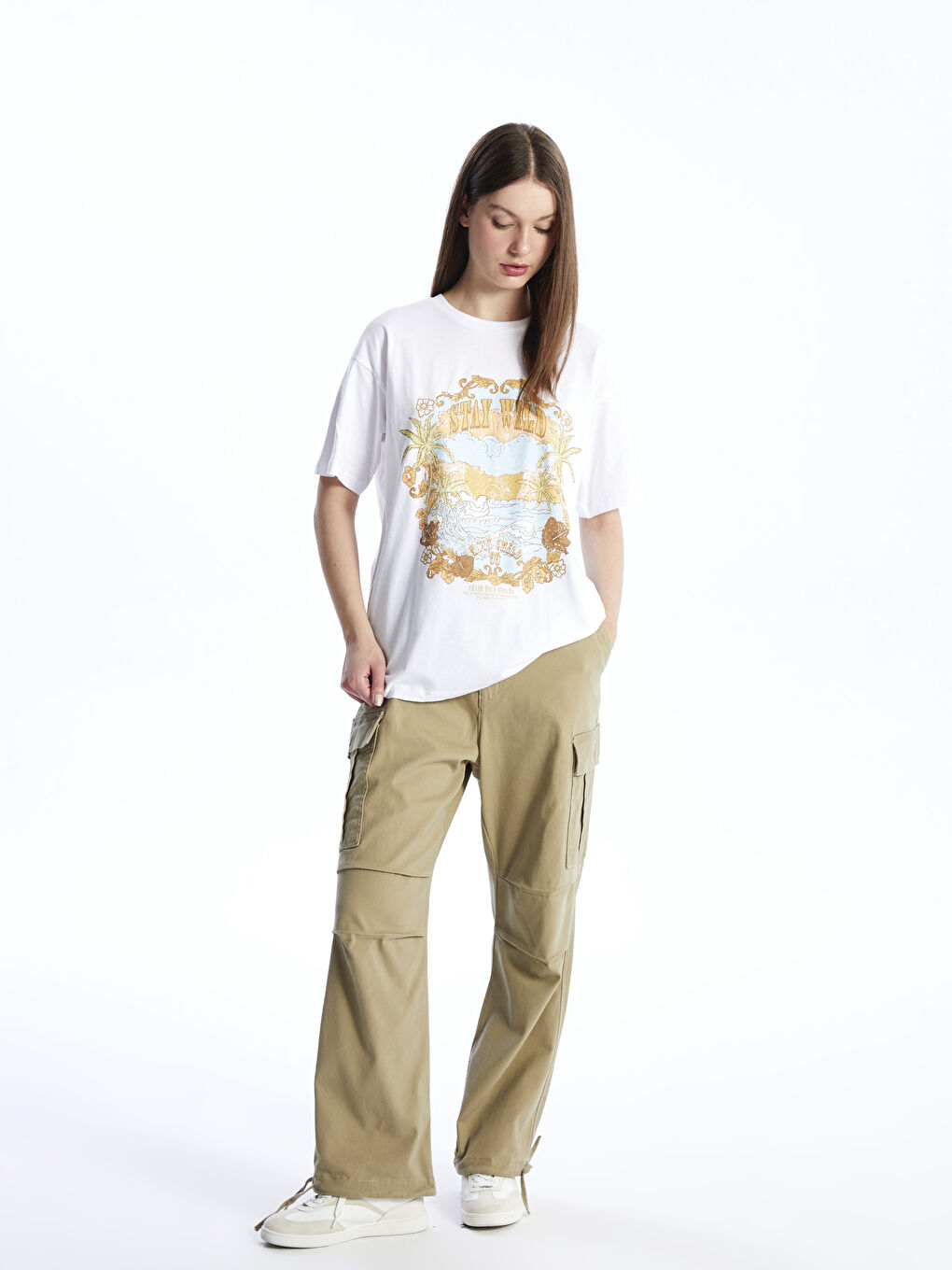 Crew Neck Printed Short Sleeve Women's T-Shirt-2