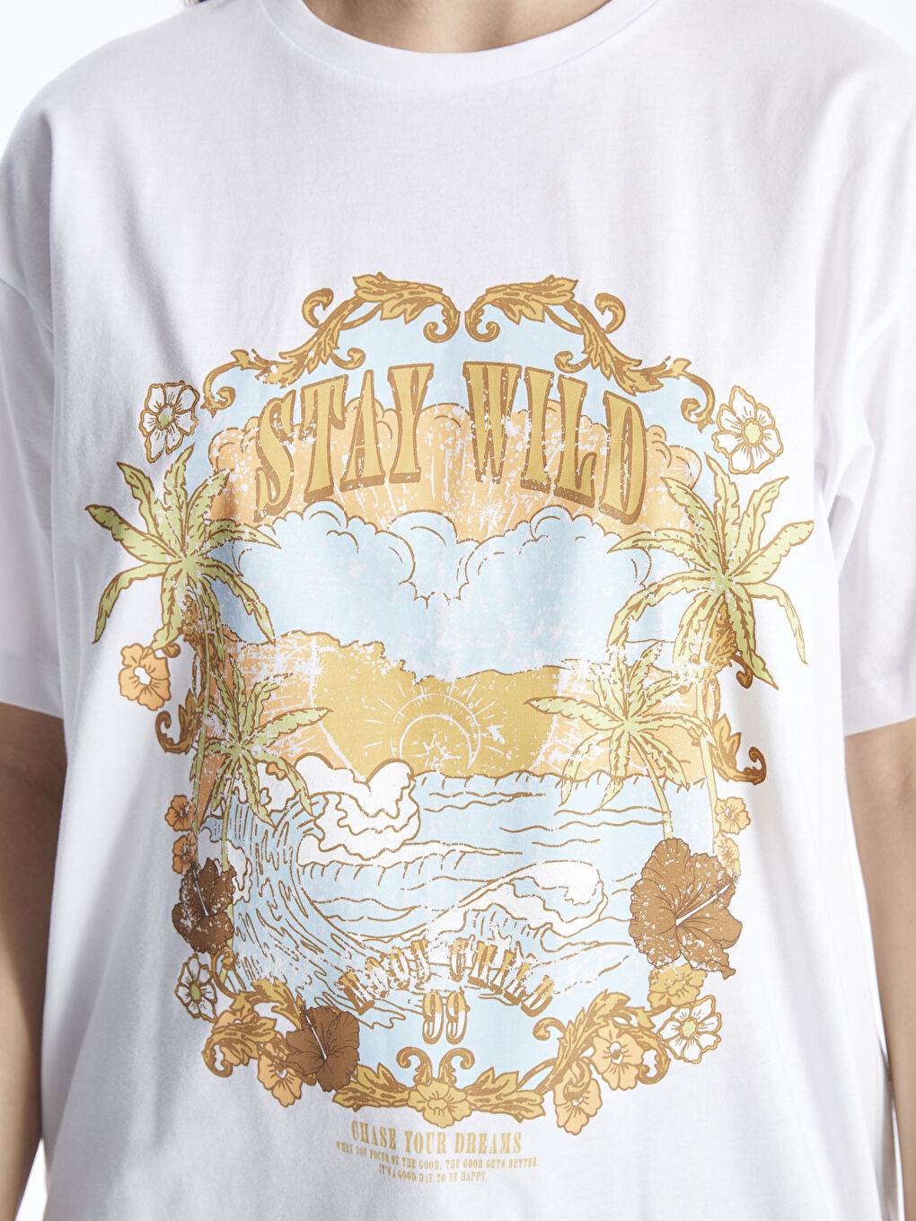 Crew Neck Printed Short Sleeve Women's T-Shirt-3