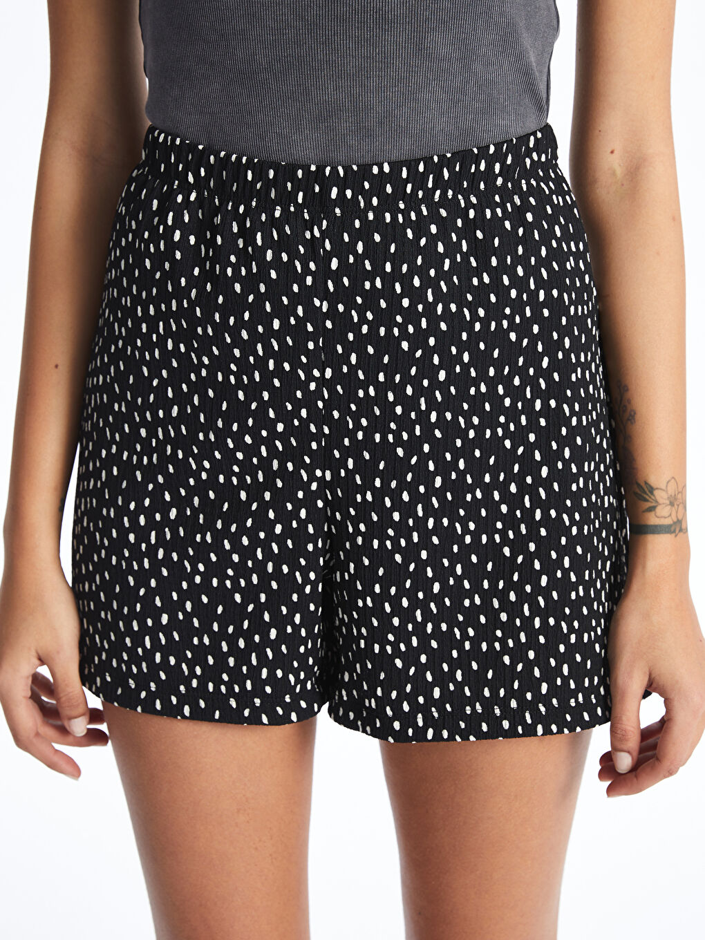Women's Elastic Waist Patterned Shorts -S4EN80Z8-LQJ