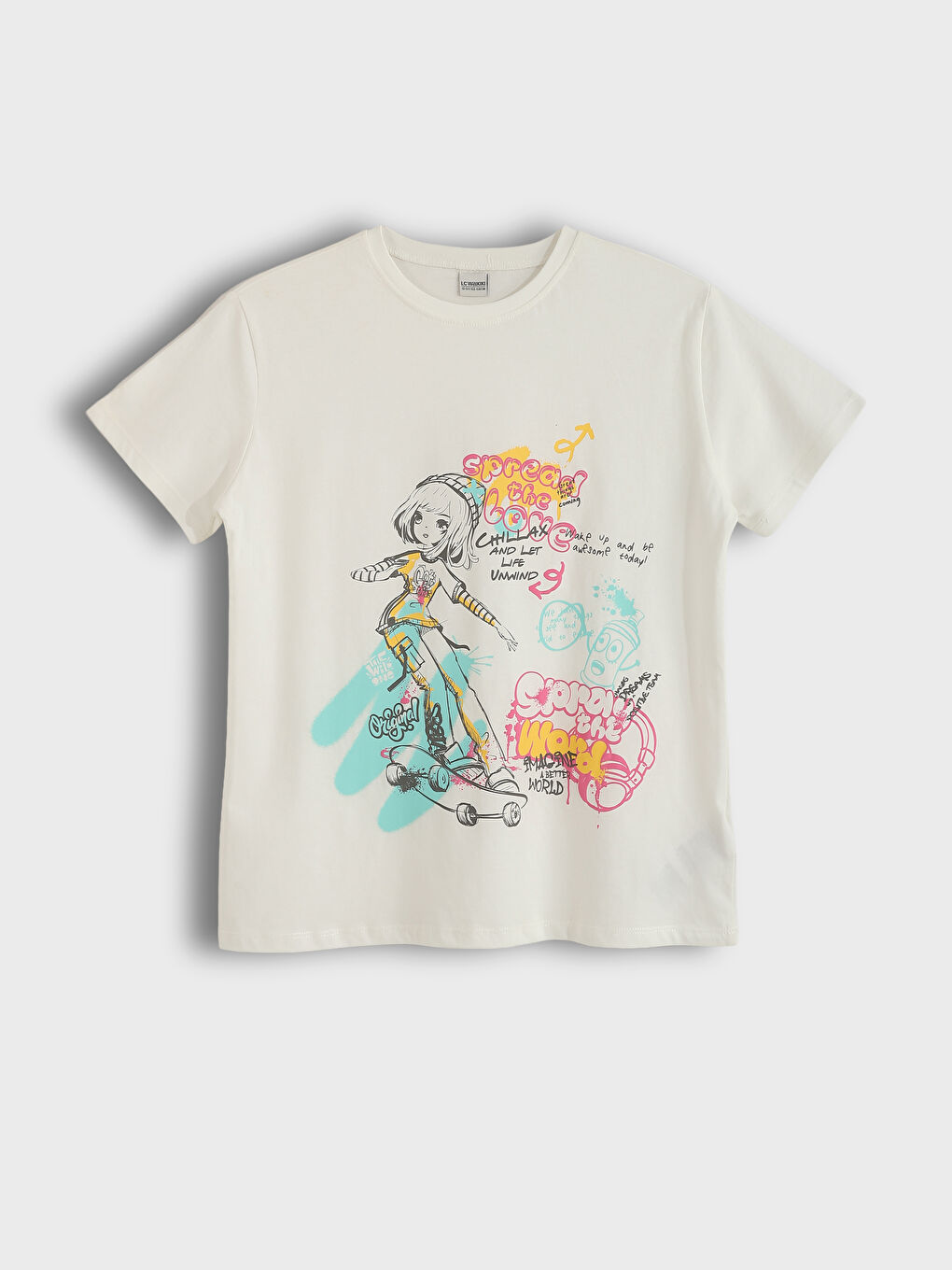 قميص بنات كم قصير مطبوع أنمي كول مدور-1