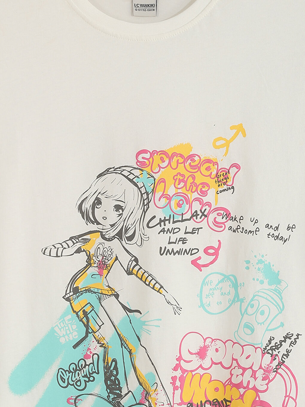 قميص بنات كم قصير مطبوع أنمي كول مدور-5