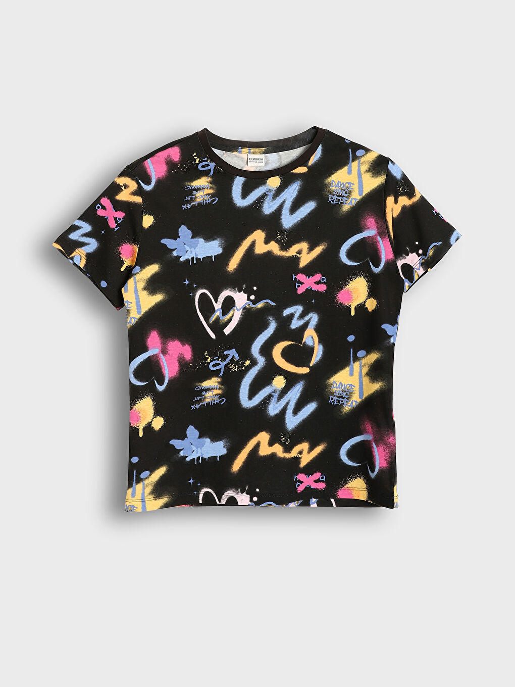 Crew Neck Printed Girls' T-Shirt -S4EN96Z4-LQJ