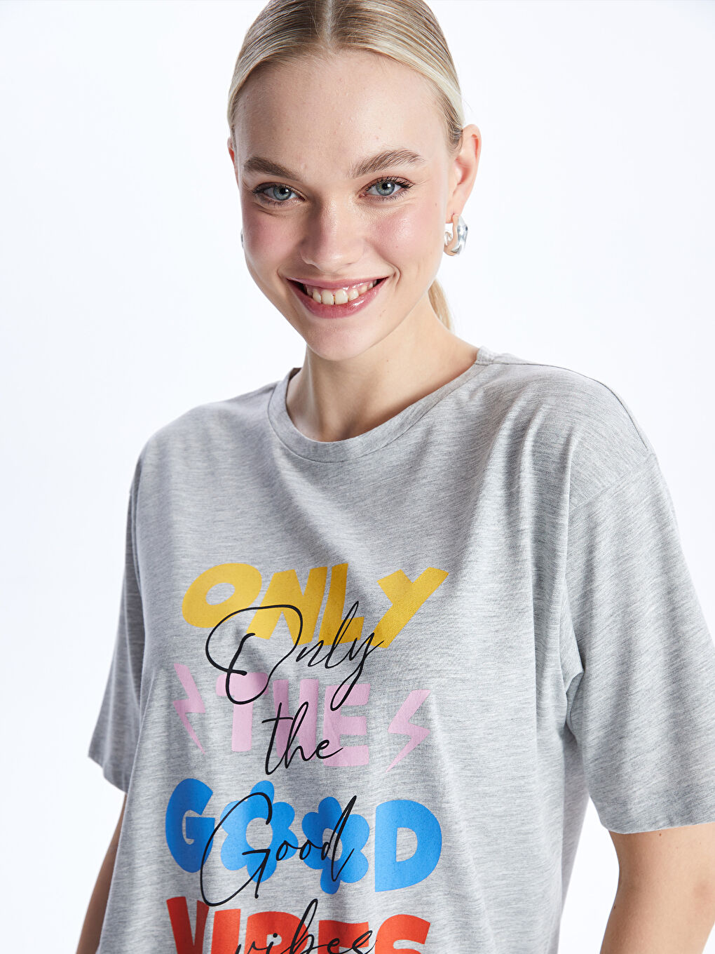 Crew Neck Printed Short Sleeve Oversize Women's T-Shirt -S4EO79Z8-JMD