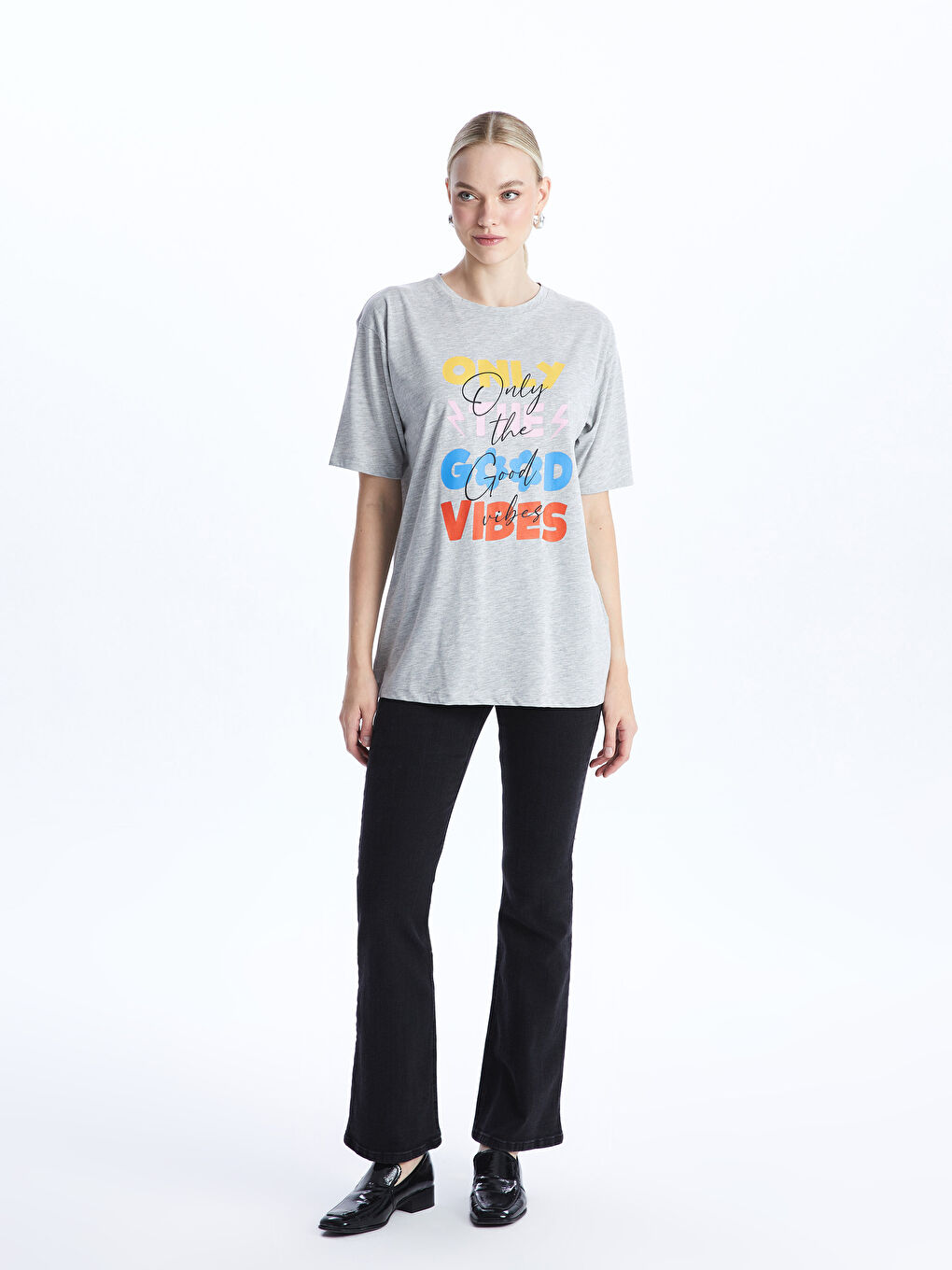 Crew Neck Printed Short Sleeve Oversize Women's T-Shirt -S4EO79Z8-JMD