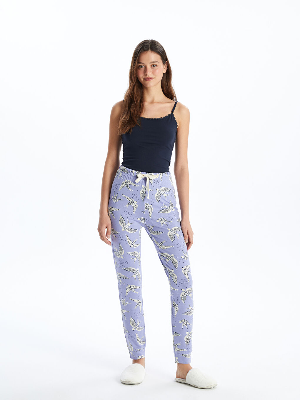 Elastic Waist Patterned Women's Pajama Bottoms -S4EP02Z8-LSB