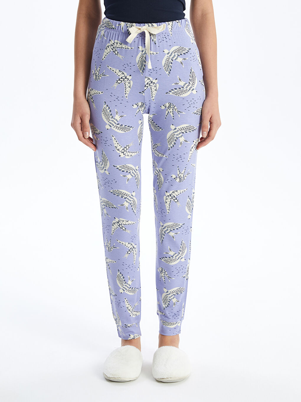 Elastic Waist Patterned Women's Pajama Bottoms -S4EP02Z8-LSB