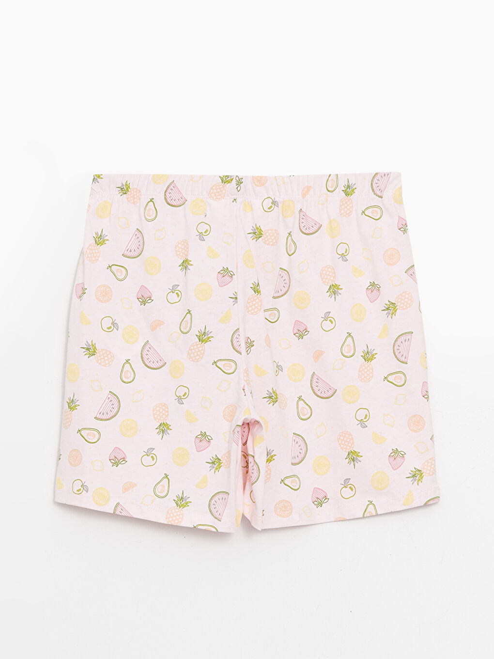 Pembe Beli Lastikli Desenli Kadın Şort Pijama Altı-6
