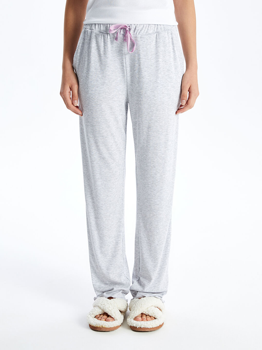 Women's Elastic Waist Plain Pyjama Bottoms -S4EP12Z8-CT3
