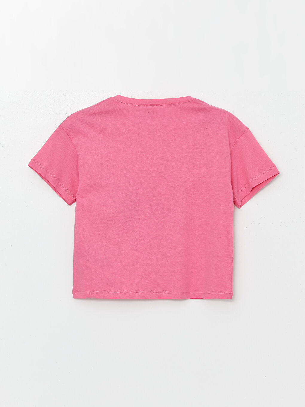 طقم بيجامة للبنات بياقة دائرية مطبوع كم قصير مع شورت-2