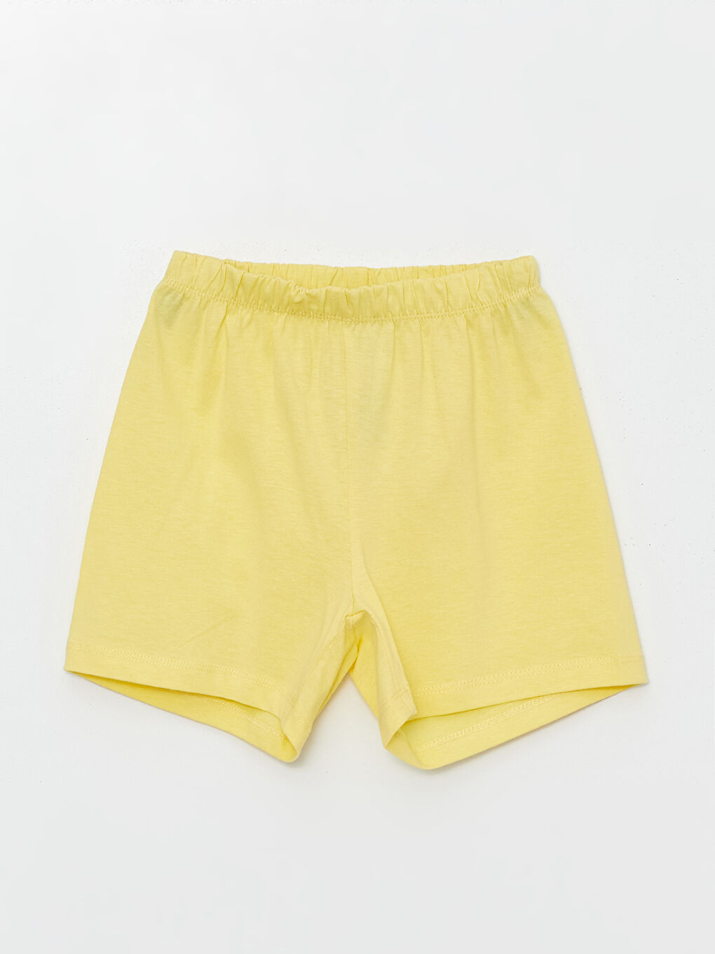 طقم بيجامة للبنات بياقة دائرية مطبوع كم قصير مع شورت-3