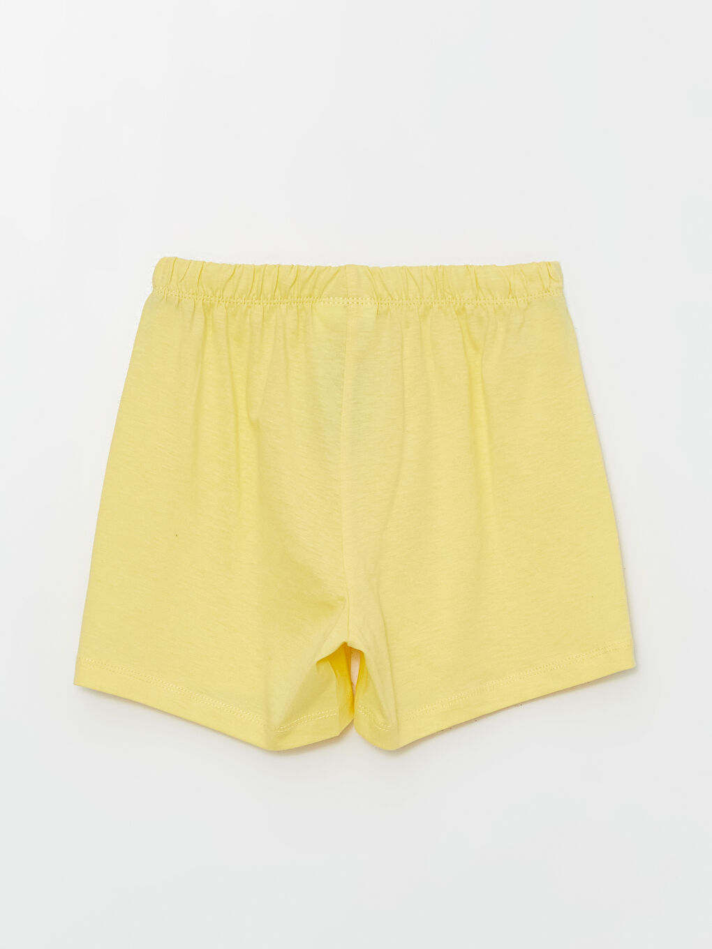 طقم بيجامة للبنات بياقة دائرية مطبوع كم قصير مع شورت-4