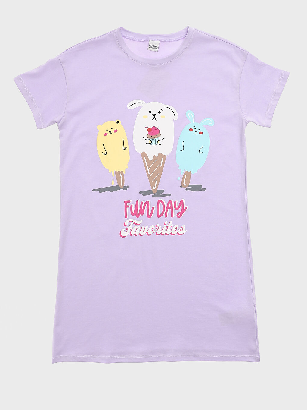Crew Neck Short Sleeve Girl's Nightdress -S4EP26Z4-G0W