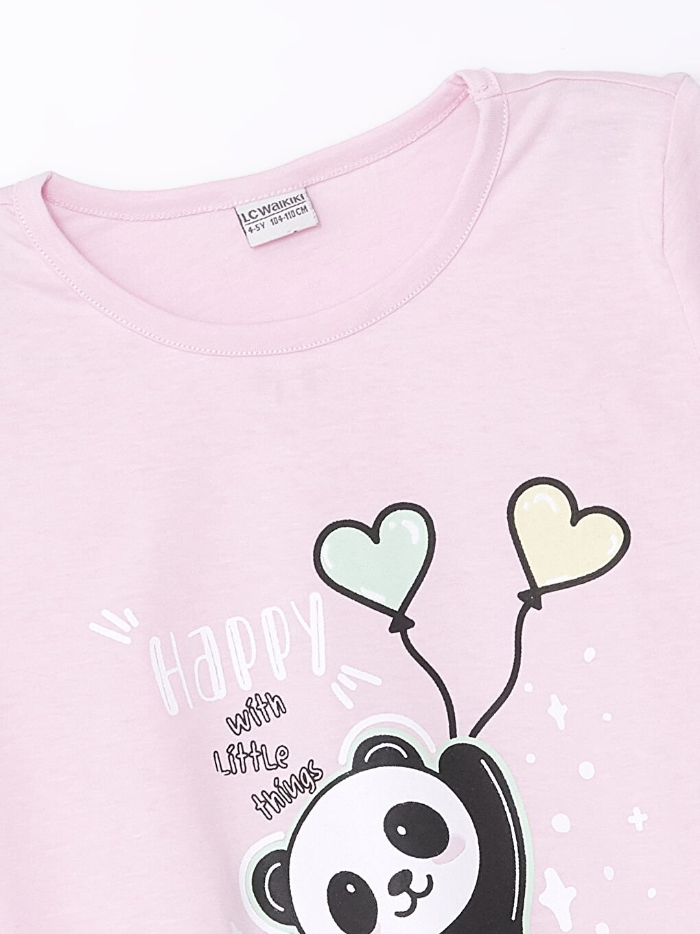 طقم بيجامة للبنات بياقة دائرية كم قصير مطبوع-2