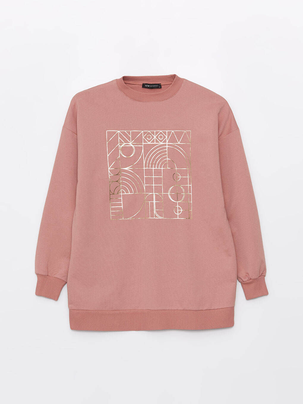 Crew Neck Printed Long Sleeve Women's Sweatshirt Tunic -S4EP78Z8-GUK