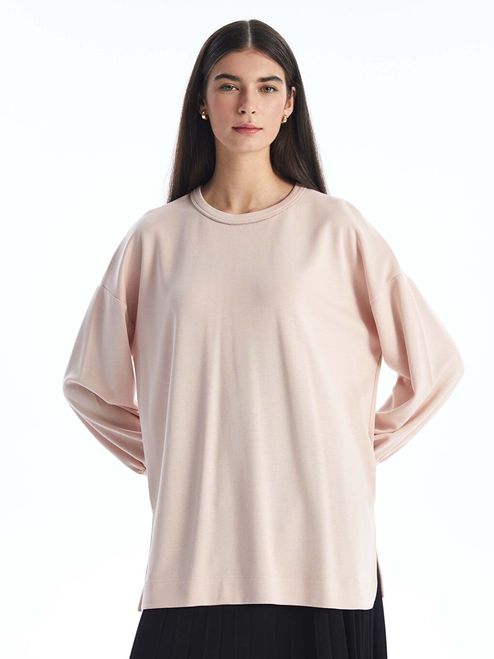 Crew Neck Regular Long Sleeve Oversize Women's Tunic -S4EP82Z8-KTK