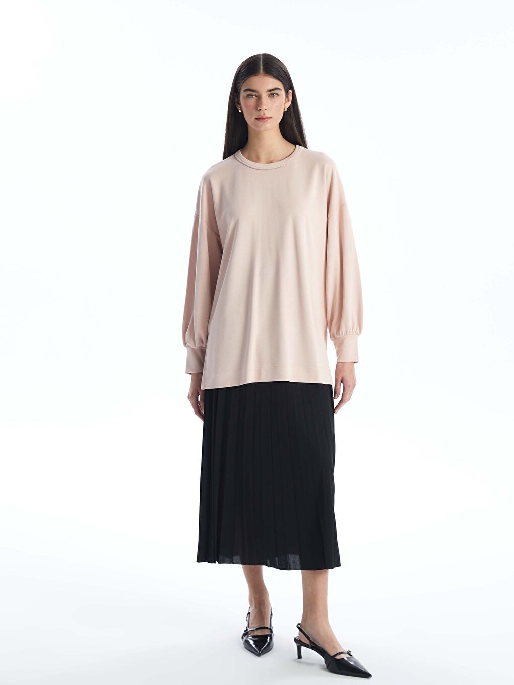 Crew Neck Regular Long Sleeve Oversize Women's Tunic -S4EP82Z8-KTK