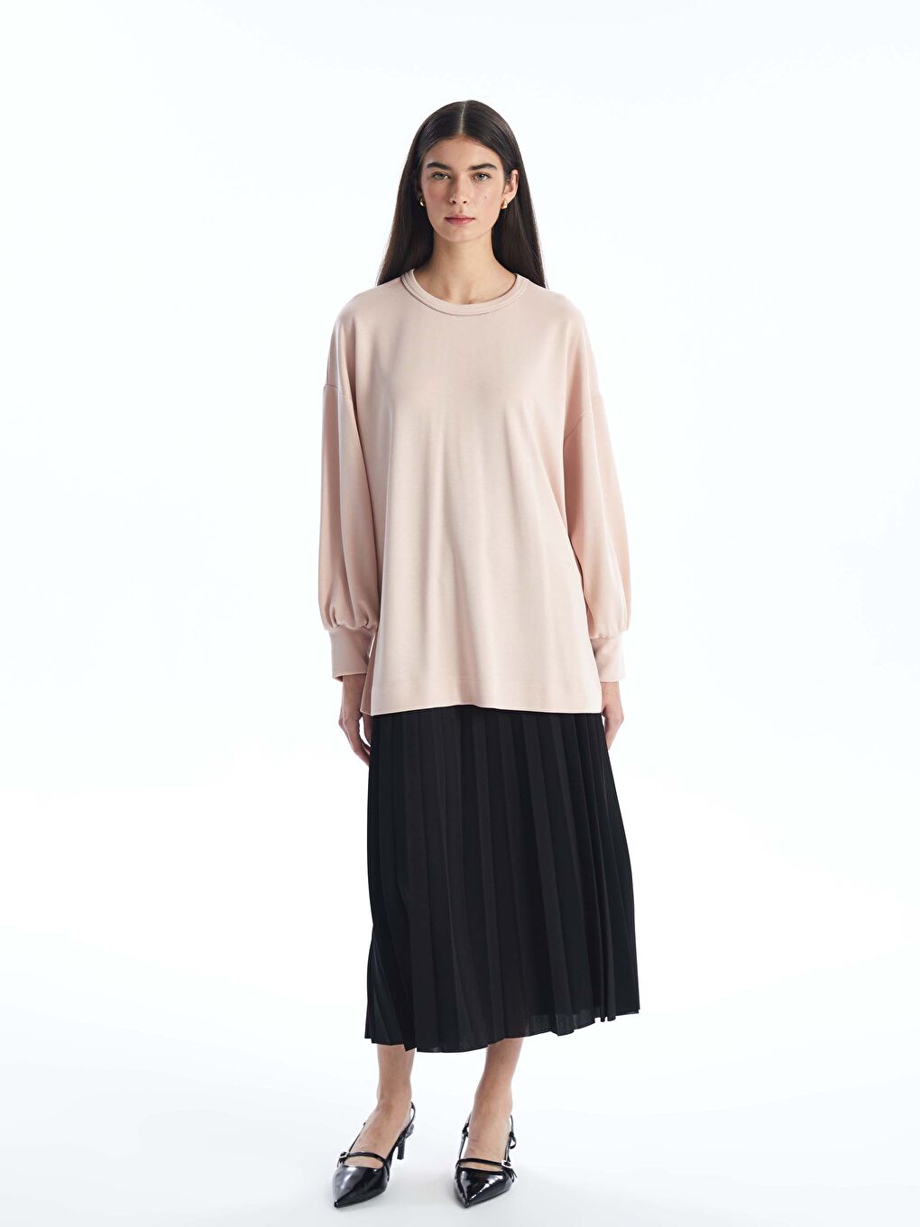 Crew Neck Regular Long Sleeve Oversize Women's Tunic -S4EP82Z8-KTK