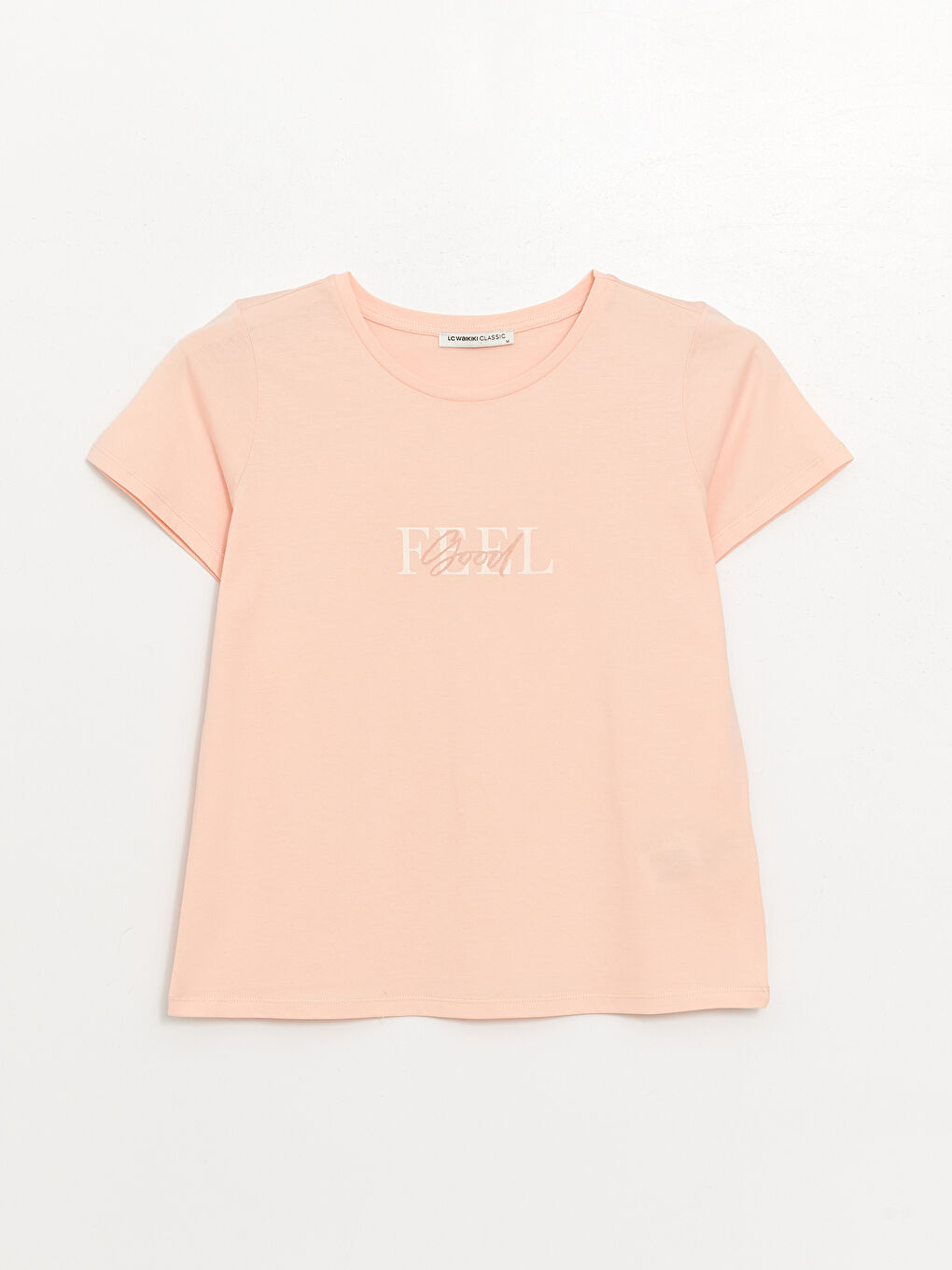 تيشيرت نسائي بأكمام قصيرة وياقة دائرية مطبوع-5