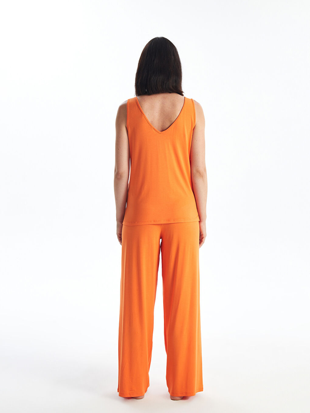 V-Neck Plain Women's Pajamas Set -S4EP88Z8-GGM