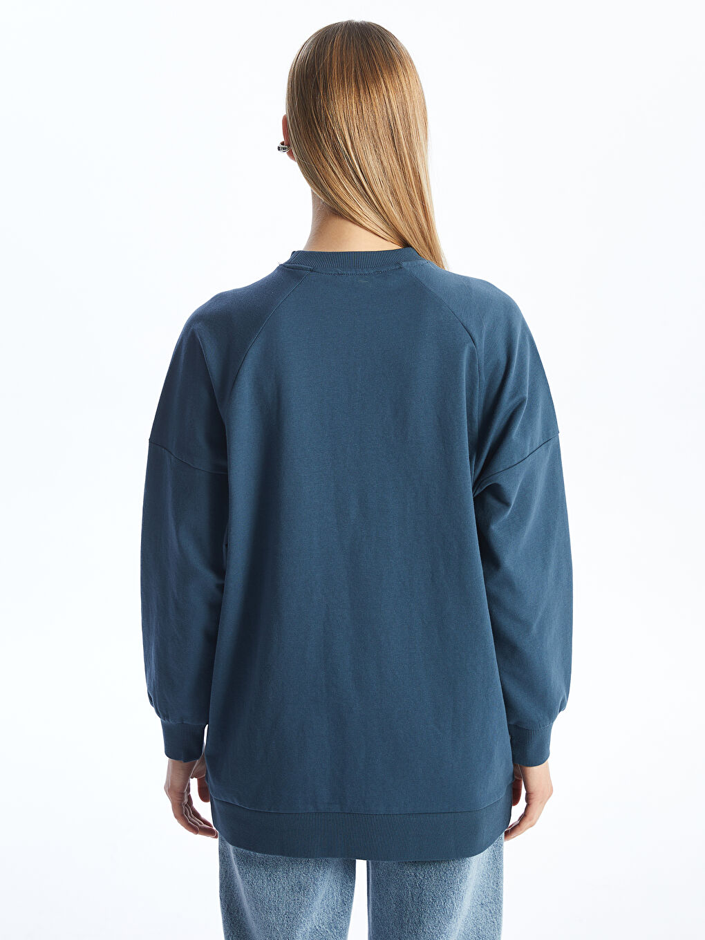 Crew Neck Printed Long Sleeve Oversize Women's Sweatshirt Tunic -S4EQ01Z8-HQL
