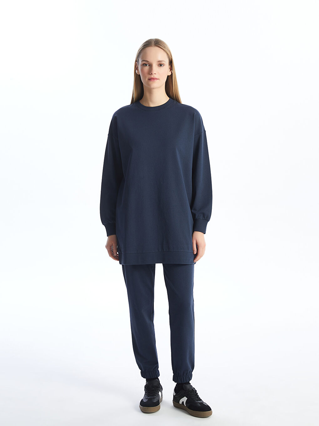Crew Neck Straight Long Sleeve Women's Sweatshirt Tunic -S4EQ03Z8-HME