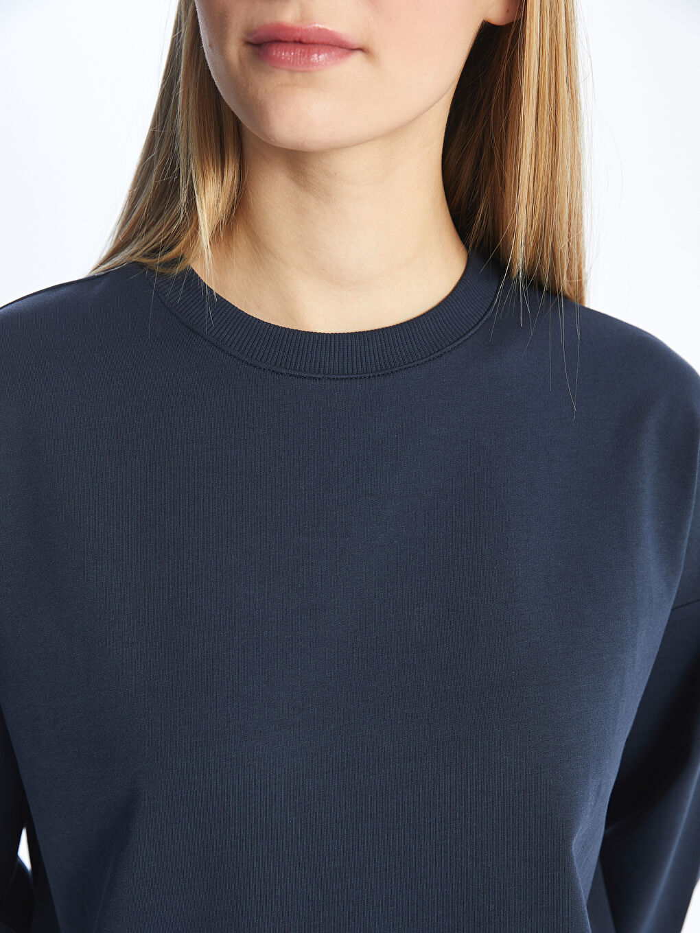 Crew Neck Straight Long Sleeve Women's Sweatshirt Tunic -S4EQ03Z8-HME