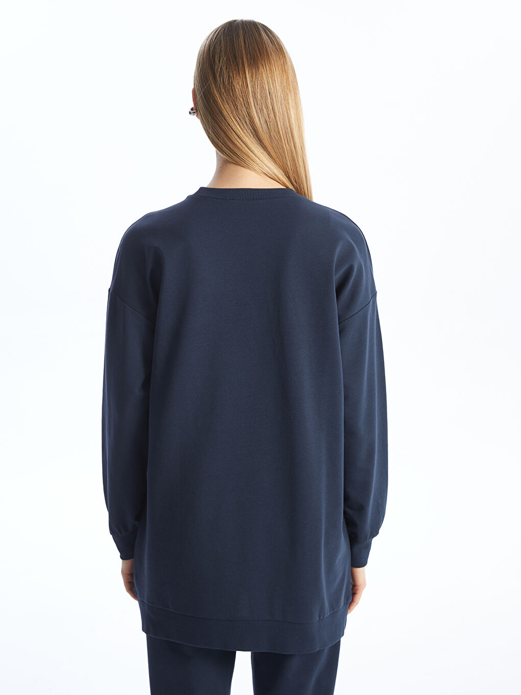 Crew Neck Straight Long Sleeve Women's Sweatshirt Tunic -S4EQ03Z8-HME