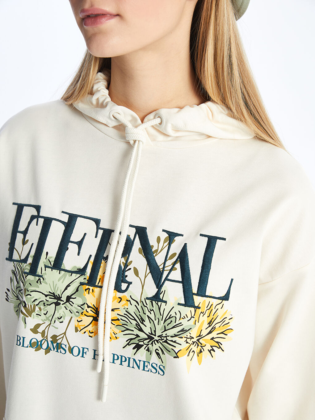 Hooded Printed Long Sleeve Oversize Women's Sweatshirt Tunic -S4EQ05Z8-FRC