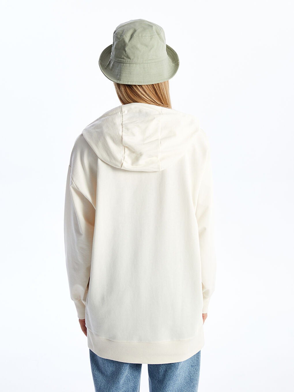Hooded Printed Long Sleeve Oversize Women's Sweatshirt Tunic -S4EQ05Z8-FRC