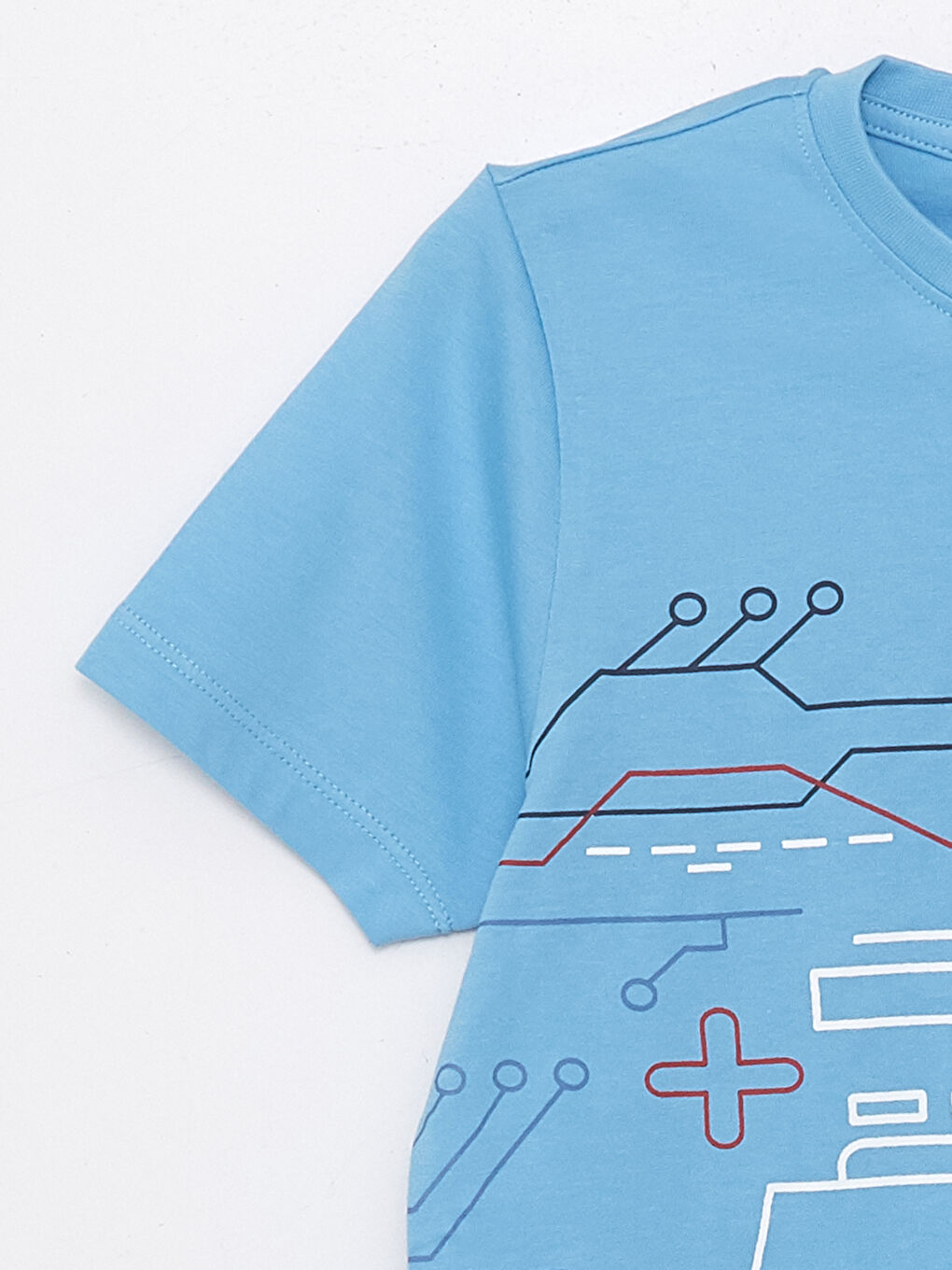 Crew Neck Printed Short Sleeve Boys' Shorts Pyjama Set-5